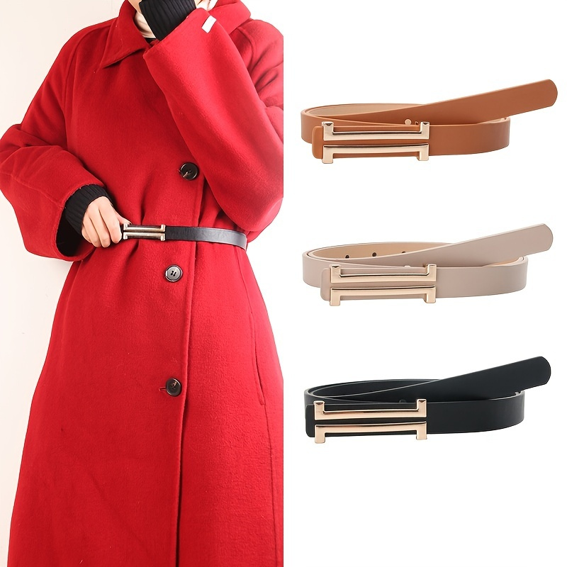 

Women Genuine Leather Slim Skinny Thin Belts Designer Simple Ins Belts For Women Dress Jeans Strap