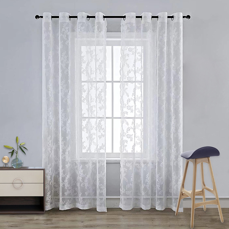 1pc floral curtain lace perforated window sheer curtain home decor details 1