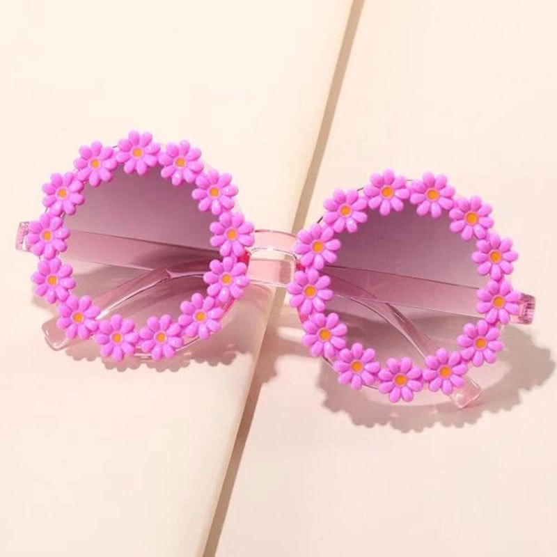 RJSQAQE Round Flower Kids Sunglasses, Cute Girls Flower Shaped