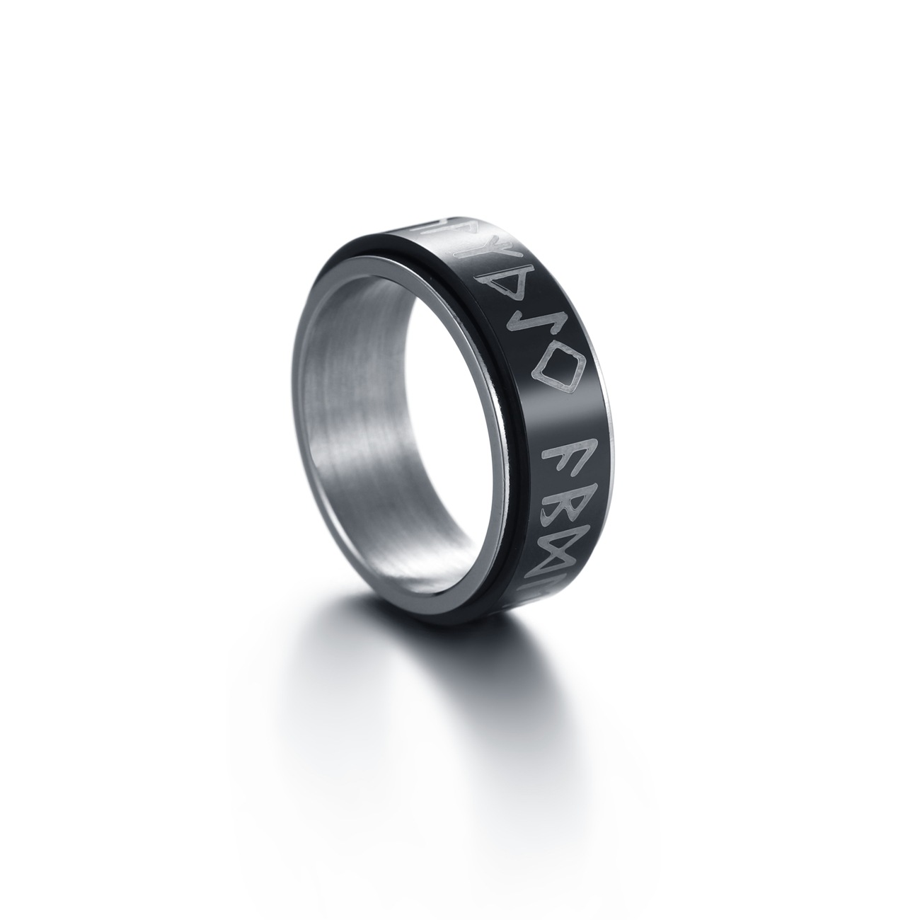 Retro Roman Numerals Viking Words Engraved Ring