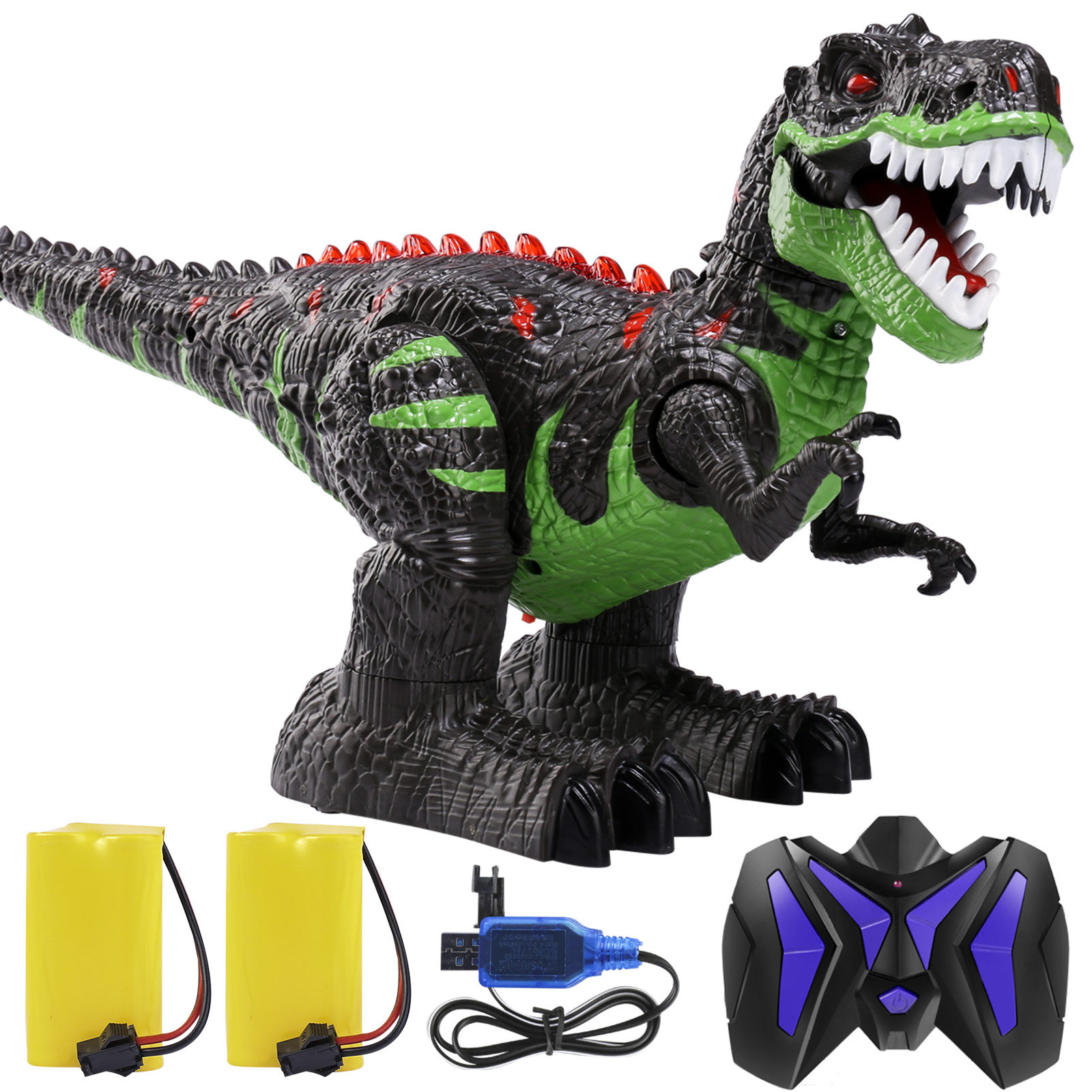 Juguetes de dinosaurio con control remoto de 8 canales 2.4G para niños de 3  a 7 niños y niñas, juguete eléctrico RC Walking T-Rex con luces y sonidos