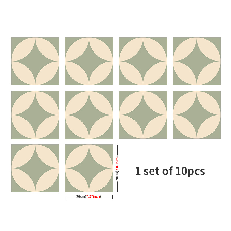 10pcs Modern Tiles Sticker, Wall Sticker, Self-adhesive Waterproof Non-slip Floor Tiles Sticker