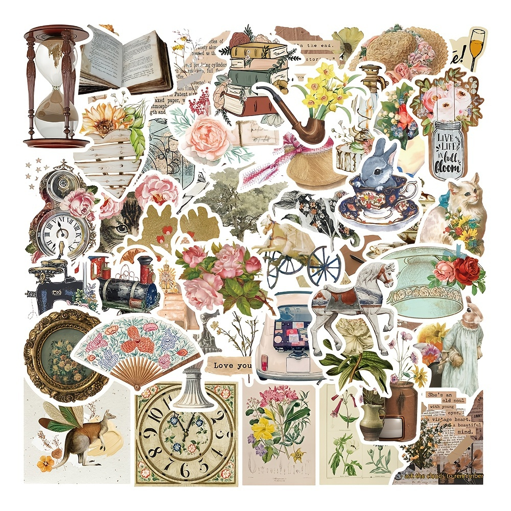 40Pcs Vintage Aesthetic Stickers, Cute Retro Journaling Scrapbooking  Stickers Pack for Adult Women Teen Grils, 20 designs, 2 of each design, for  a total of 40 pieces,Waterproof Vinyl Decals for Water Bottle