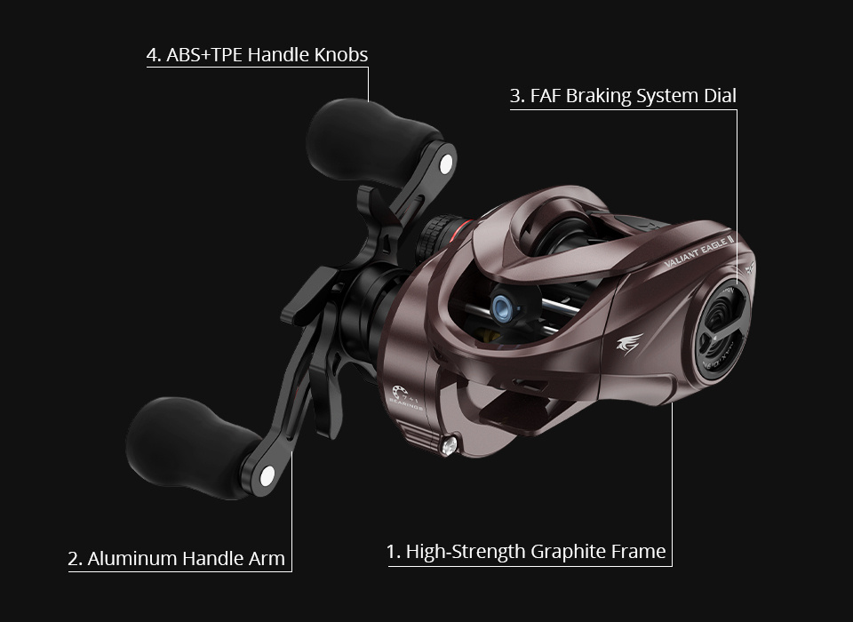 KastKing Valiant Eagle II Bait Finesse System Baitcasting Reel 5KG Max Drag  7BB+1RB 8.4:1 High Speed Fishing Reel, Fishing Tackle