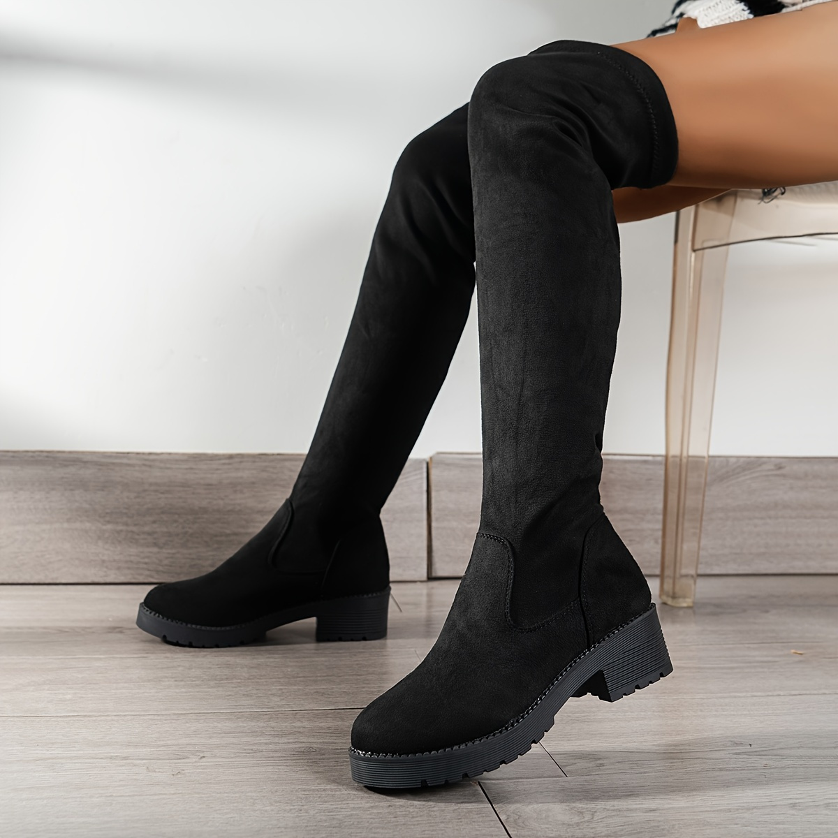 Womens Platform Knee Boots Temu