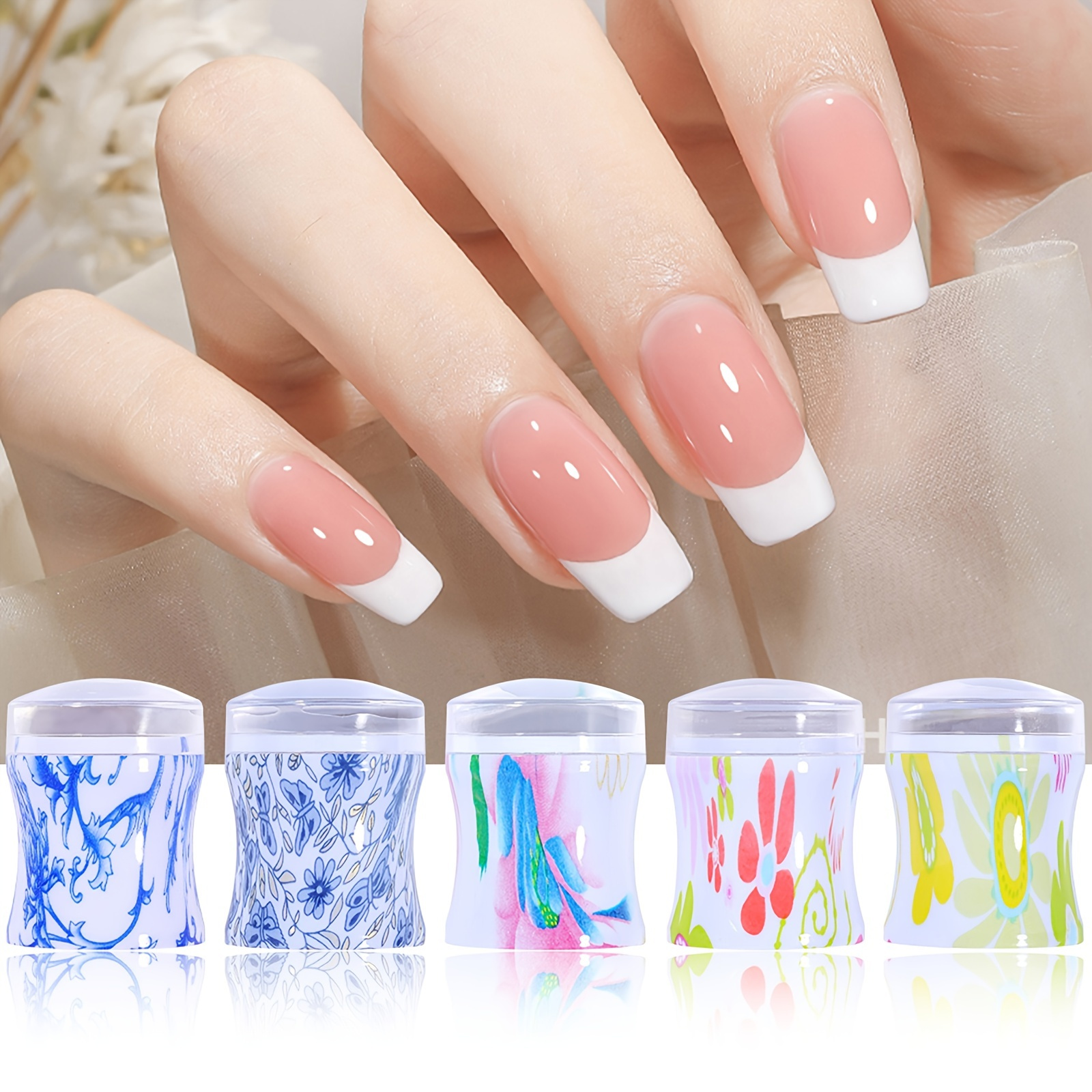 1 Set Nail Art Stamper With Nail Scraper, Removable Design Transparent  Silicone Nail Stamper Manicure Tools