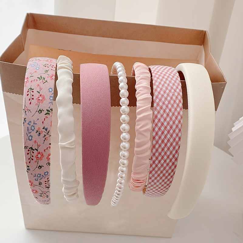 Image of Popular New Hairband Set Of , Girly Fabric Pleated Headbands, Three-piece And Five-piece Sets, High-end Hair Ties, Floral Hair Accessories For Women