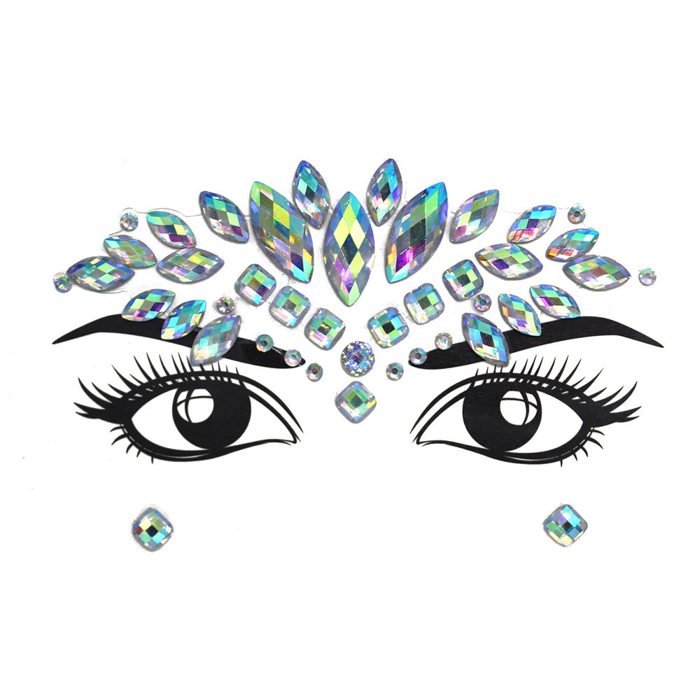 Women Face Crystal Face Jewels Glitter Rhinestone Bindi Temporary Face  Eyebrow Body Stickers For Rave Festival Party - Temu Denmark