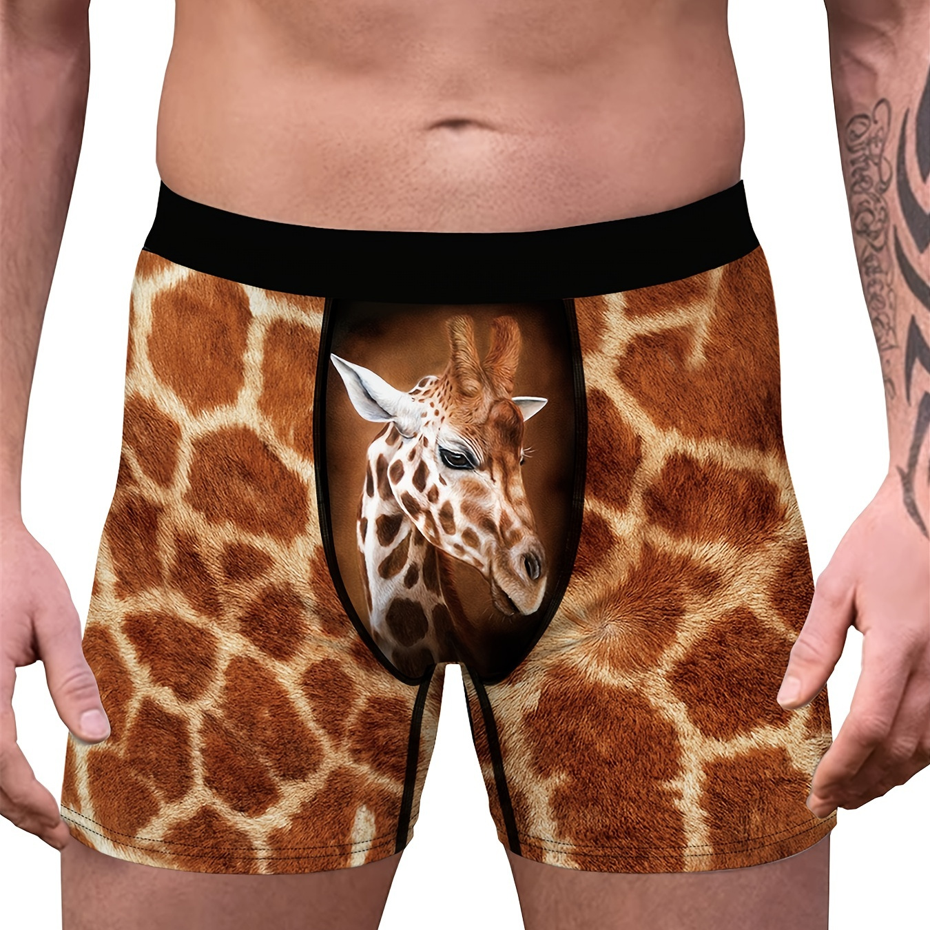 Biancheria intima da uomo morbida e confortevole traspirante boxer breve orso immagine retrò, Multicolore, Small-Medium