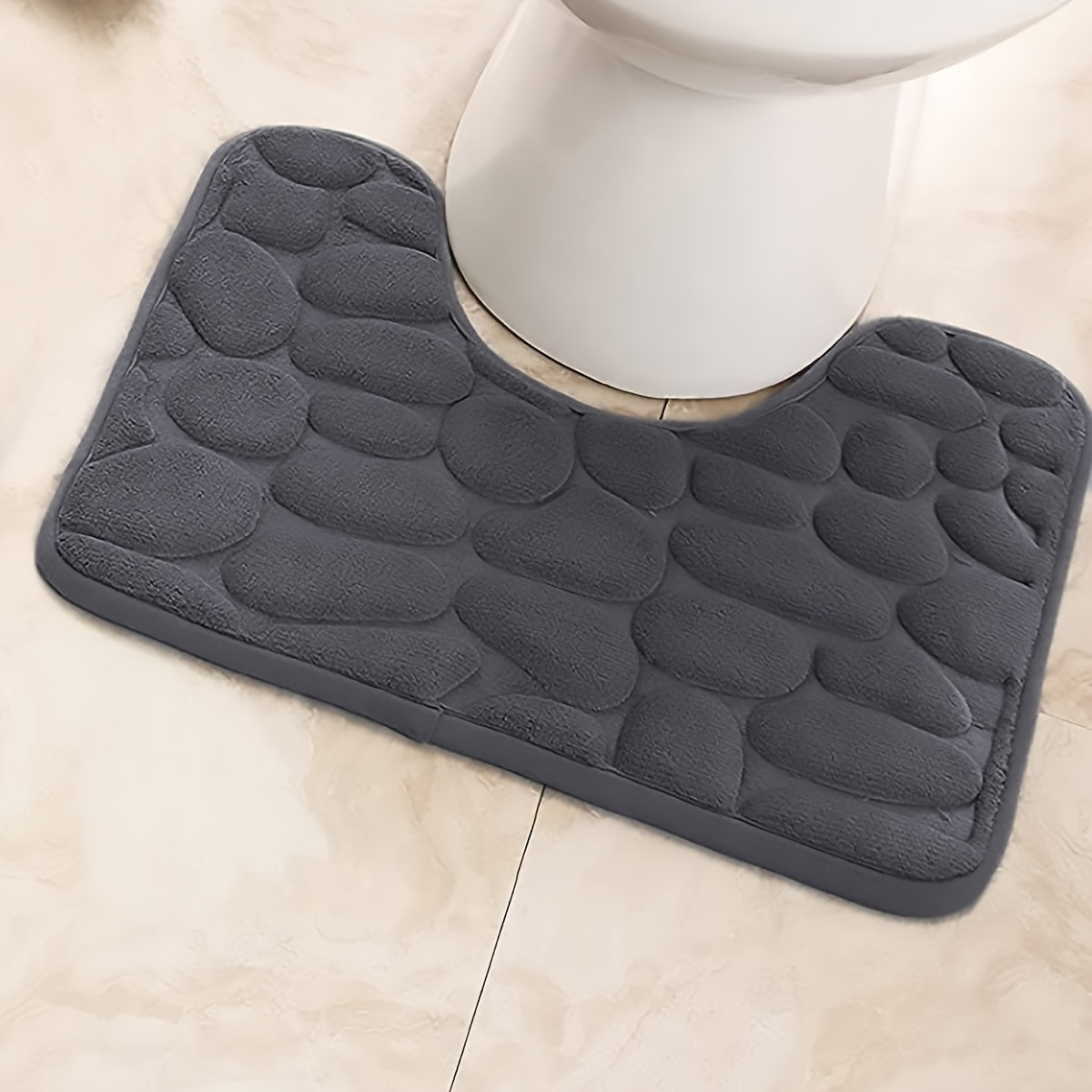 1pc Memory Sponge Bath Mat With Grid Pattern, Non-slip And