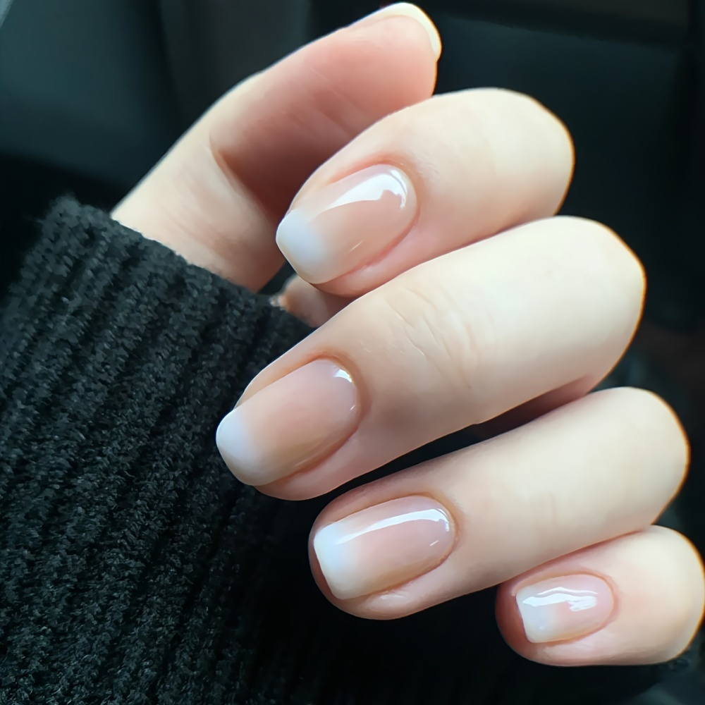 Extra Short French Gradient Fake Nails: Get Ready For A Manicure In Minutes With These Press-on Nails!