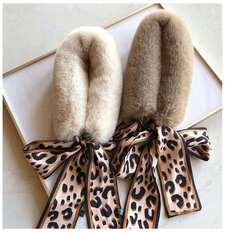 Animal Faux Fur Thick Fluffy Warm Winter Collar Scarf Leopard