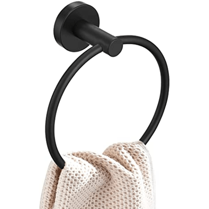 Black Towel Ring, Bathroom Towel Holder, Round Towel Rail Rack, Hand Towel  Hoop Wall Mounted 304 Stainless Steel Matt Black - Temu