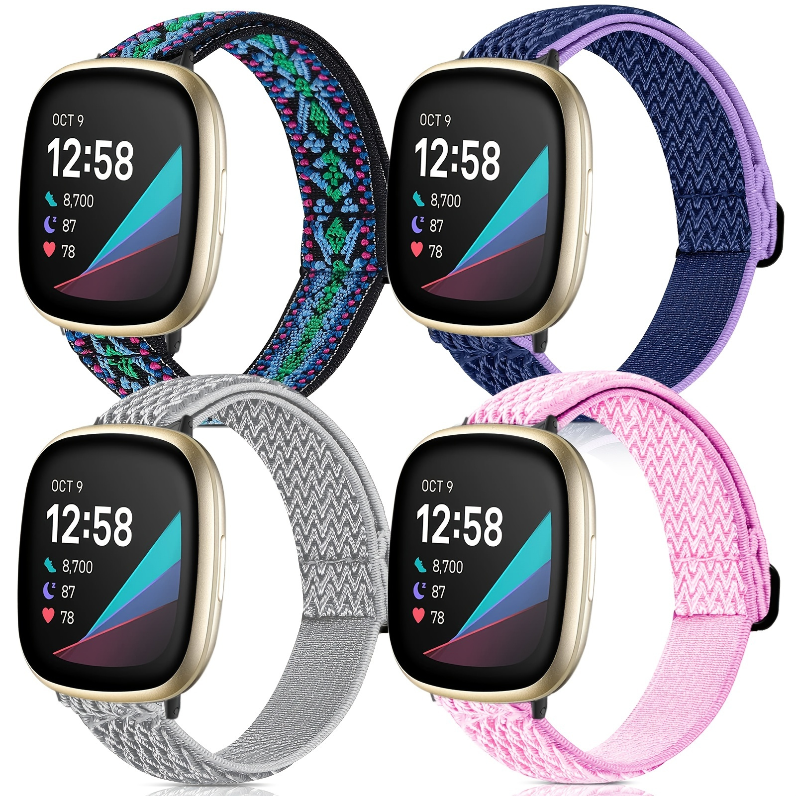 New nylon ring strap Fitbit Versa 4 3 Sense 2 Smartwatch strap Women's  sports band Fitbit Sense wristband Correa accessories - AliExpress
