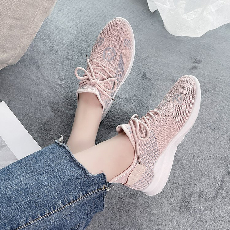 Women's Knit Lightweight Mesh Sneakers Breathable Mesh Lace - Temu