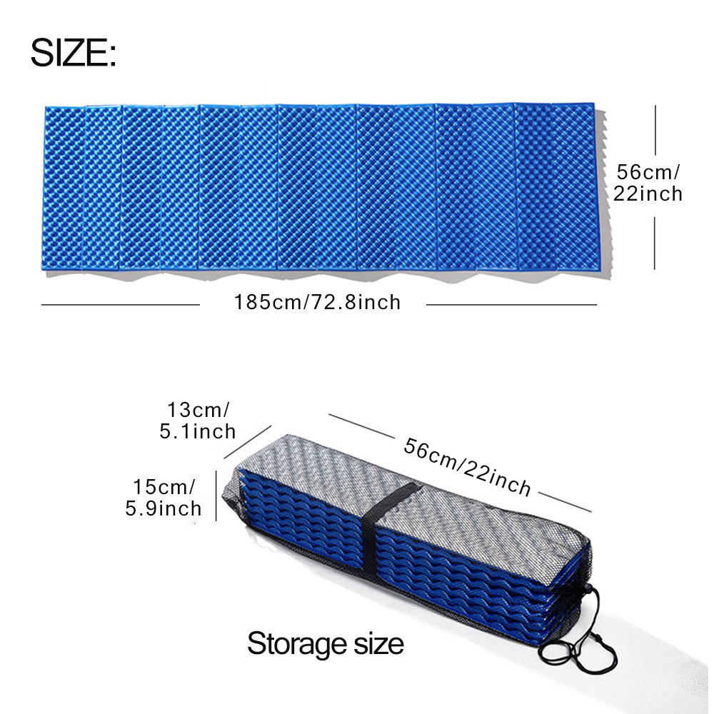 Woer Foam Sleeping Pad for Camping, 22 Wide Lightweight Folding Camping Mats for Hiking Backpacking, Blue/Silver
