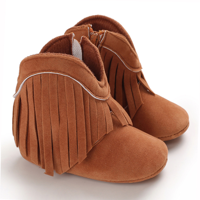 Little girl hotsell brown fringe boots