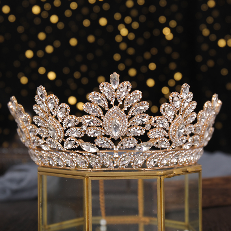Barocke Krone Diadem Goldene Kristallbraut Hochzeit Königin - Temu