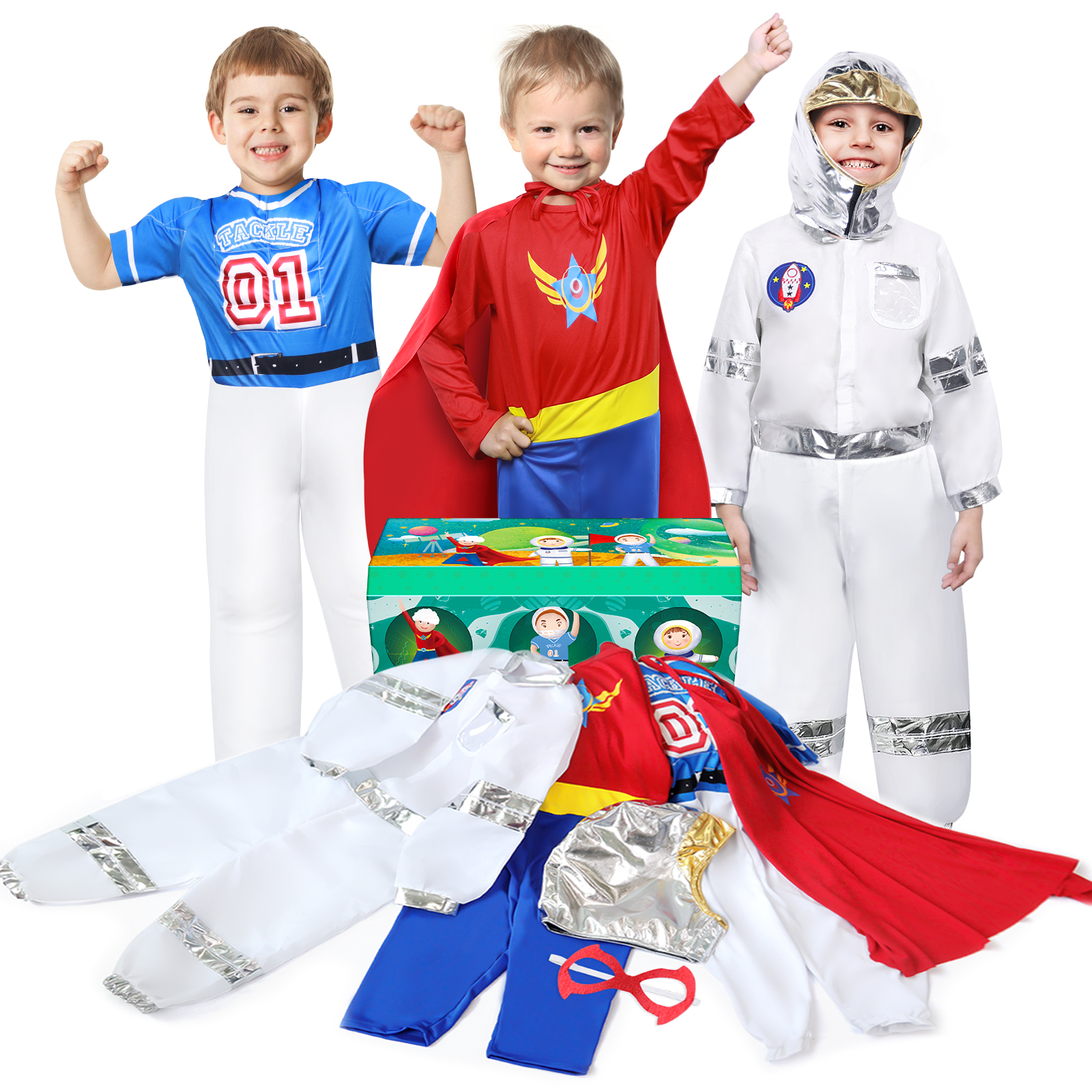 Boy's Dress Up Trunk Costumes Set, Kids Dress Up Clothes Set Boys Role