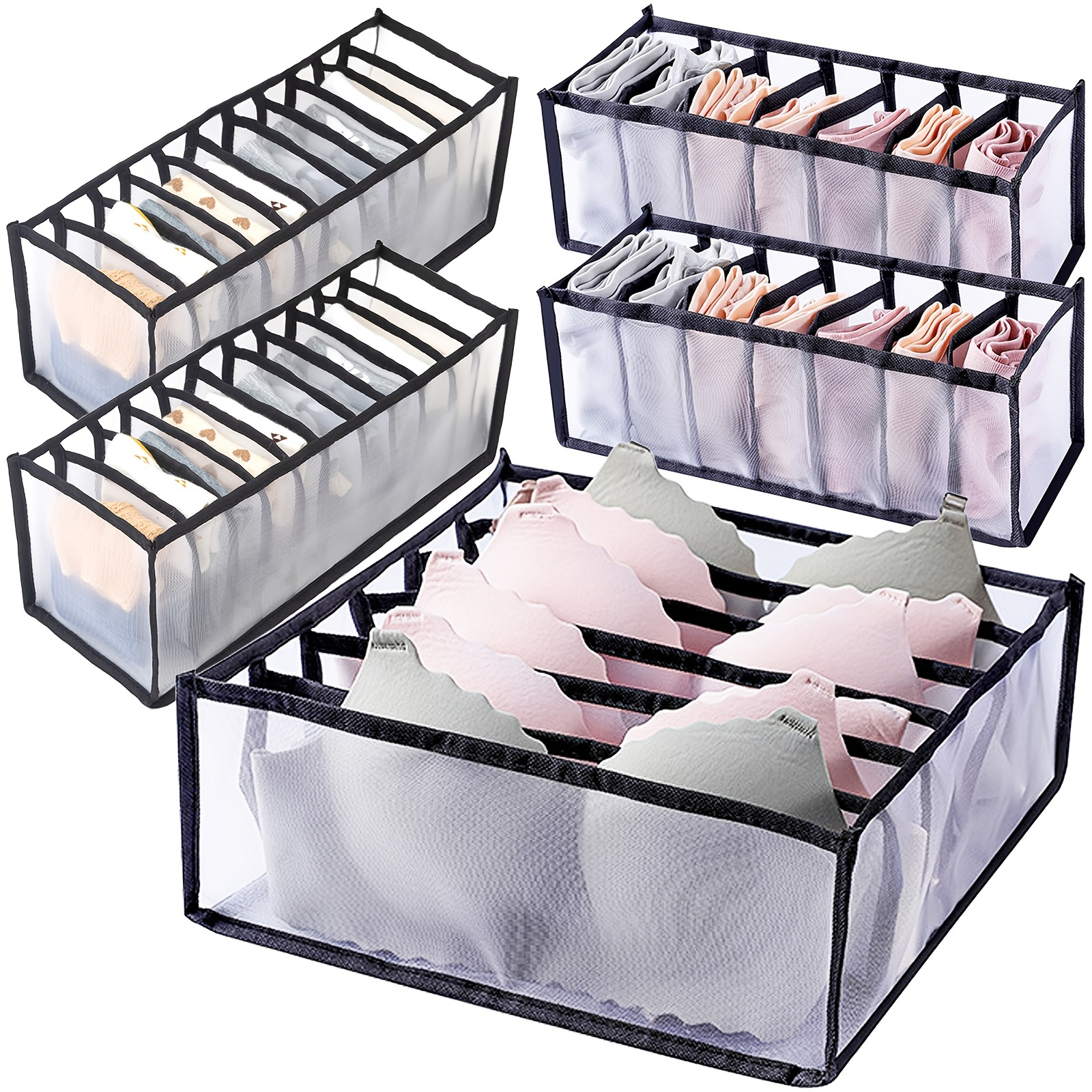 HomeStrap Innerwear/Undergarment Organizer 12+1 Compartment Non-Smell  Foldable Printed Storage Box For Underwear,Bras,Socks,Ties&Scarves(Grey)(Featured  On Shark Tank)(Non-Woven)Drawer Organizers : : Home & Kitchen