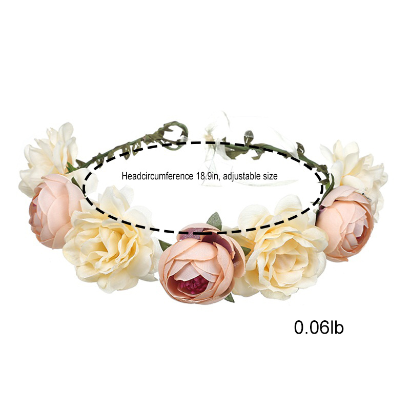 Simulation Rose Hairpin Holiday Wreath Hair Band Headdress Flower Crown Headband Floral Wedding Bridal Hair Hoop details 11