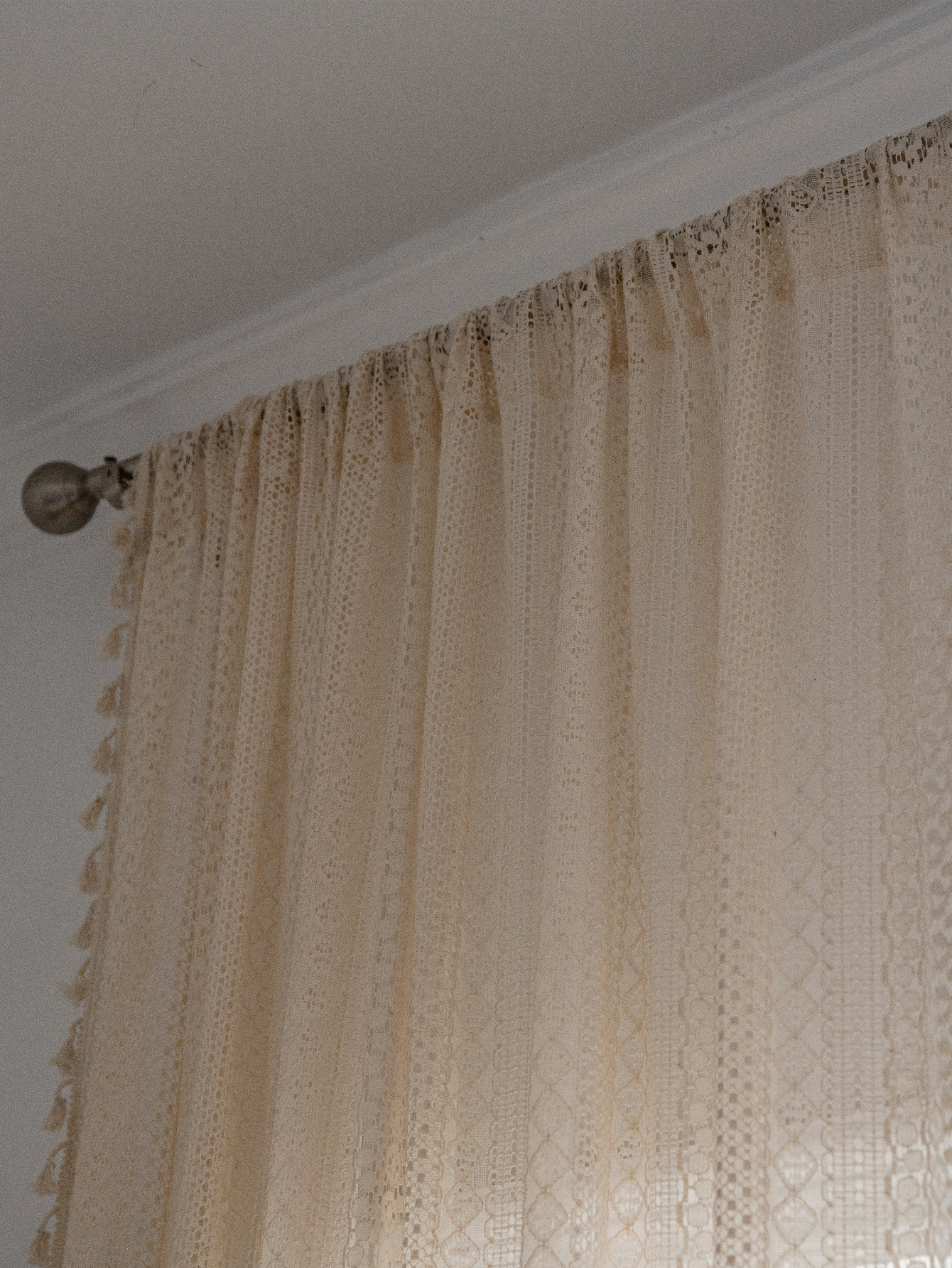 boho chic beige fringed curtains with   design uv protection rod   for living room kitchen decor details 5