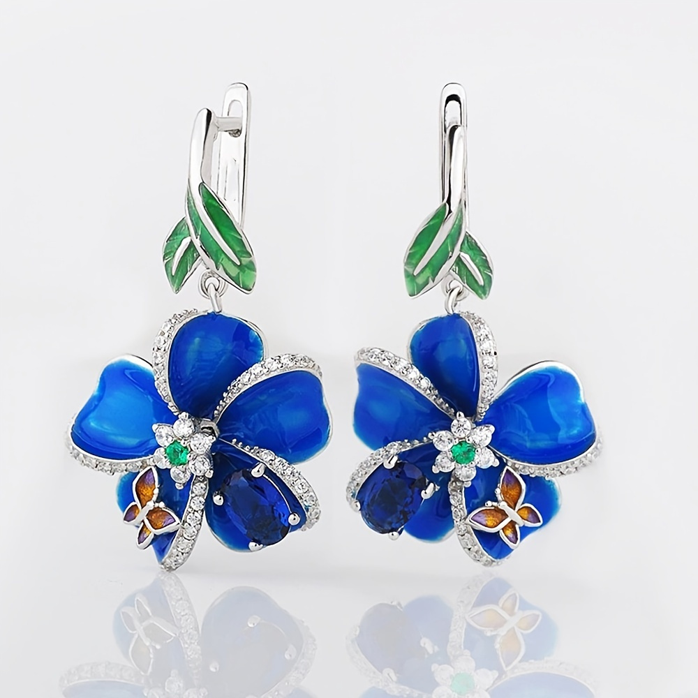 

Butterfly Floral Zircon Earrings Creative Floral Ear Jewelry Chic Personality Ladies Colorful Enamel Jewelry