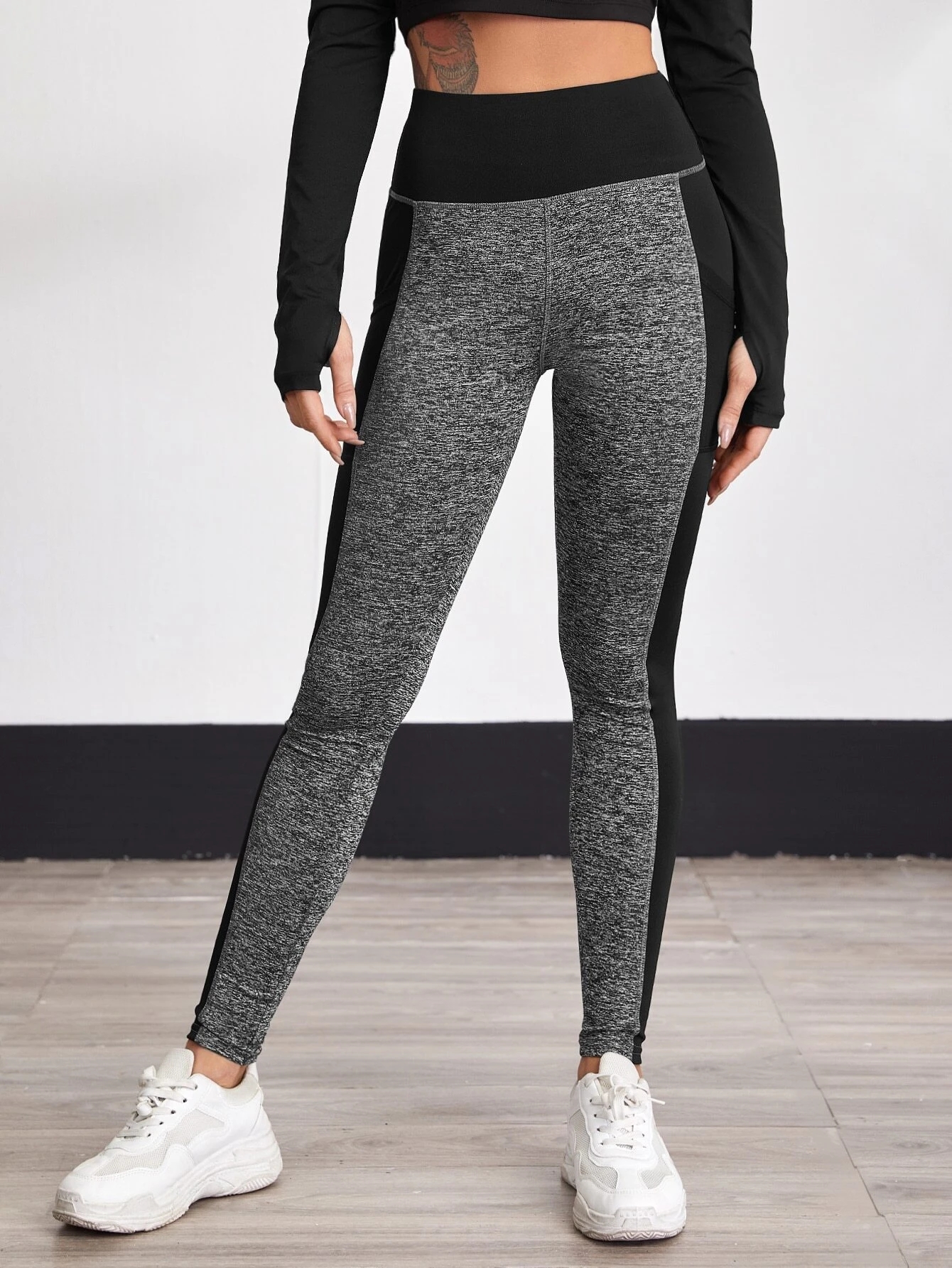 Activewear High Waisted Yoga Pants with Leather Mesh Details - Its All  Leggings