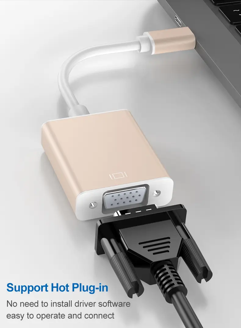 adaptador usb-c a vga, aleación de aluminio, convertidor usb 3.1 tipo c (thunderbolt 3) a vga, acabado de superficie , sin cargar, sin batería, compatible con , macbook, 2018, dell xps 13/15, y más detalles 1