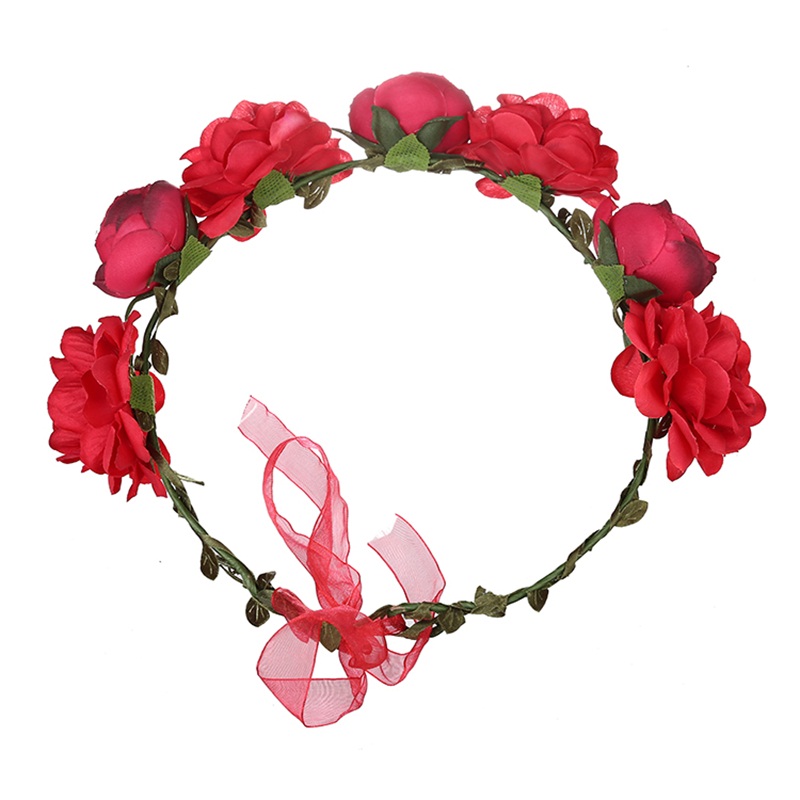 Simulation Rose Hairpin Holiday Wreath Hair Band Headdress Flower Crown Headband Floral Wedding Bridal Hair Hoop details 12