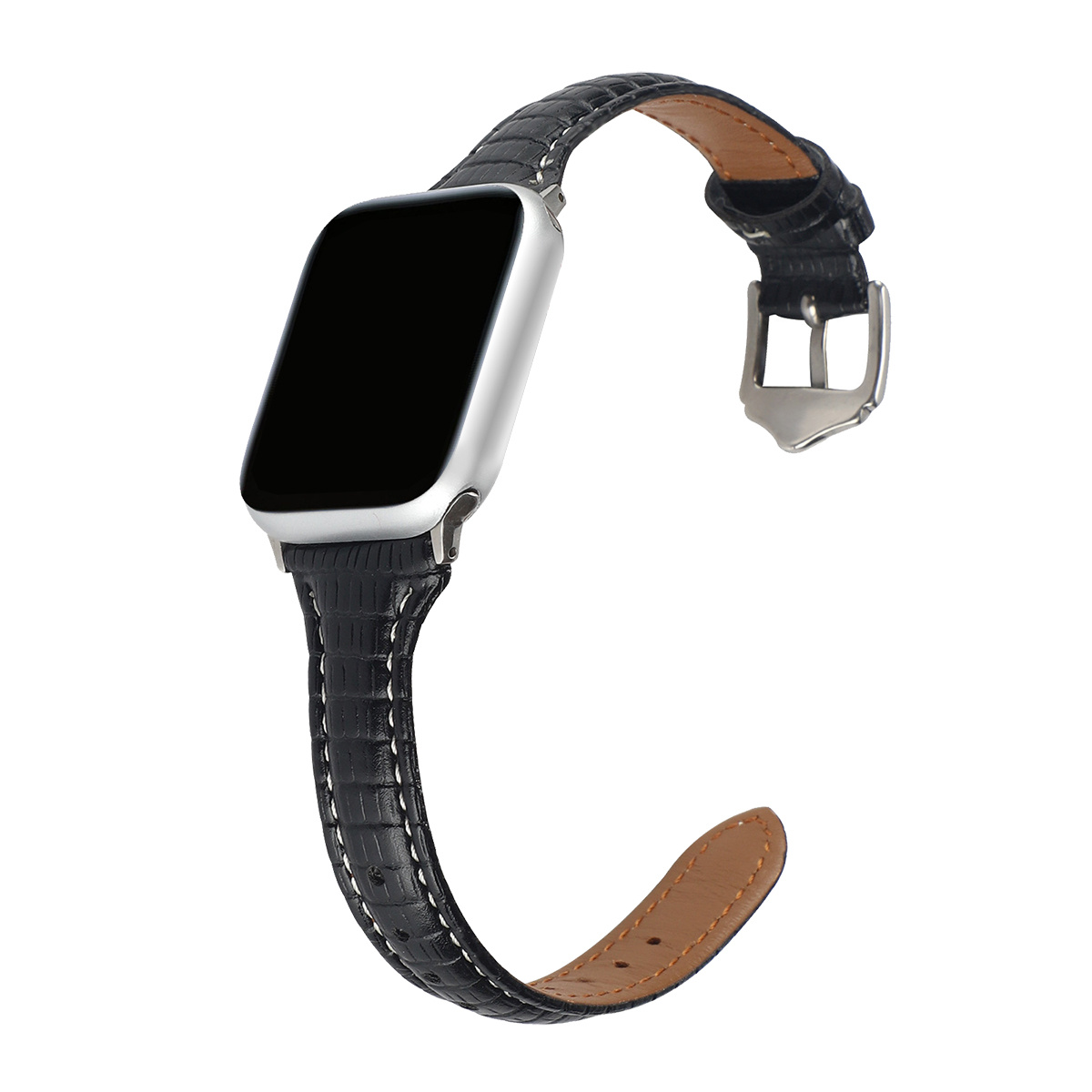 Temu Leather Compatible with Watch Band 8 45mm 44mm 41mm 49mm Soft Genuine Leather for Women Men Butterfly Buckle Clasp Replacement Bracelet for iWatch