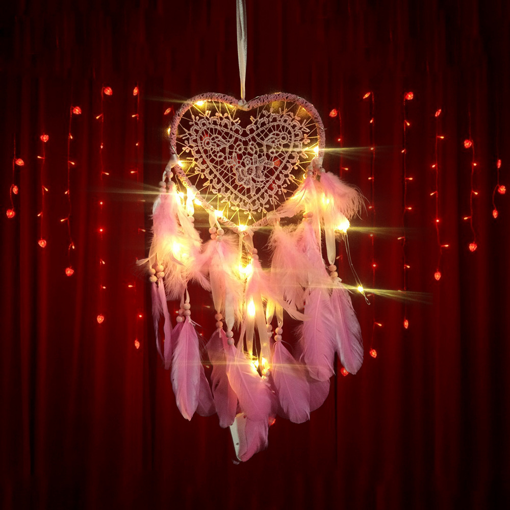 Pink Heart Love Shaped Dream Catcher 