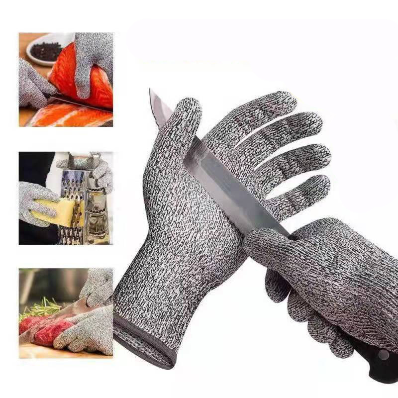 4 guantes resistentes a cortes (M+L) de protección de nivel 5 para cocina,  guantes de seguridad anticortes mejorados para corte de carne, tallado de