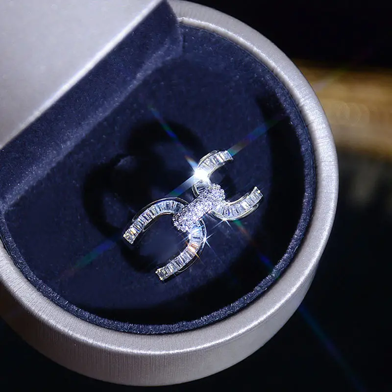 luxury simple criss cross cuff zircon lady wedding ring wrist ring details 0