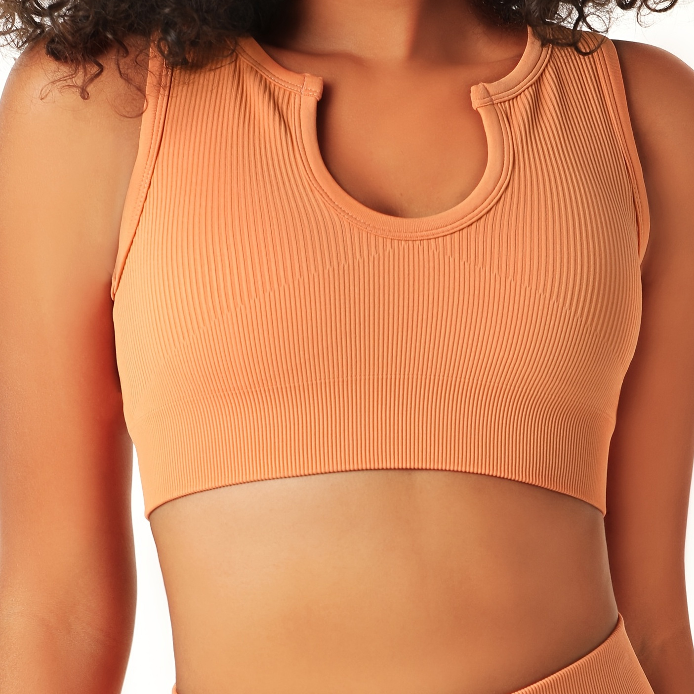 Solid Color Ribbed U neck Quick Drying Sports Bra Shock - Temu Canada