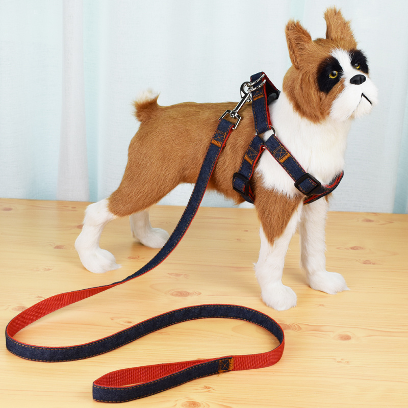 Denim Dog Harness And Leash Set