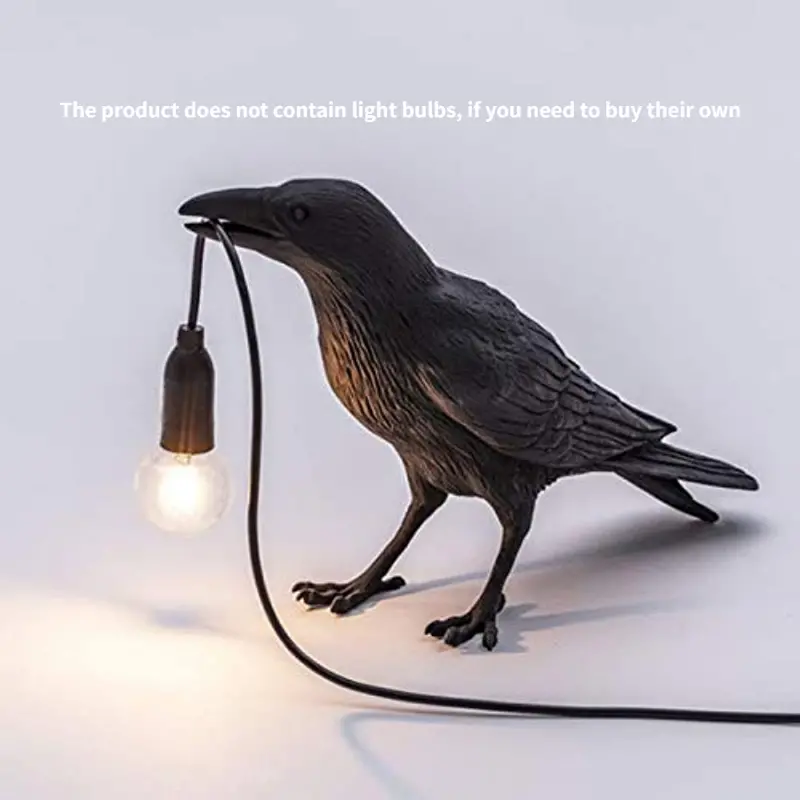 1pc the gothic crow lamp cute black raven desk light with usb line unique resi crow for table decor goth decor black decor bird decor art decor home decor living room bedroom details 0