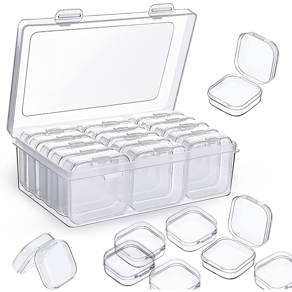 Set Plastic Beads Storage Box Small Clear Container With Lids Mini 