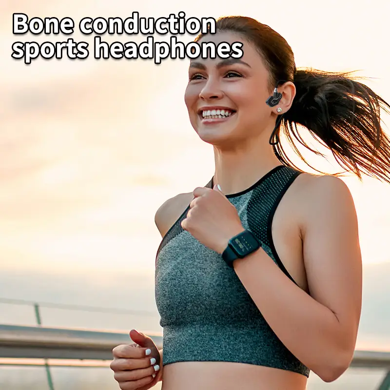 waterproof wireless sport headphones with air conduction titanium alloy build memory and bt chip perfect for workout running gym hiking and cycling details 2