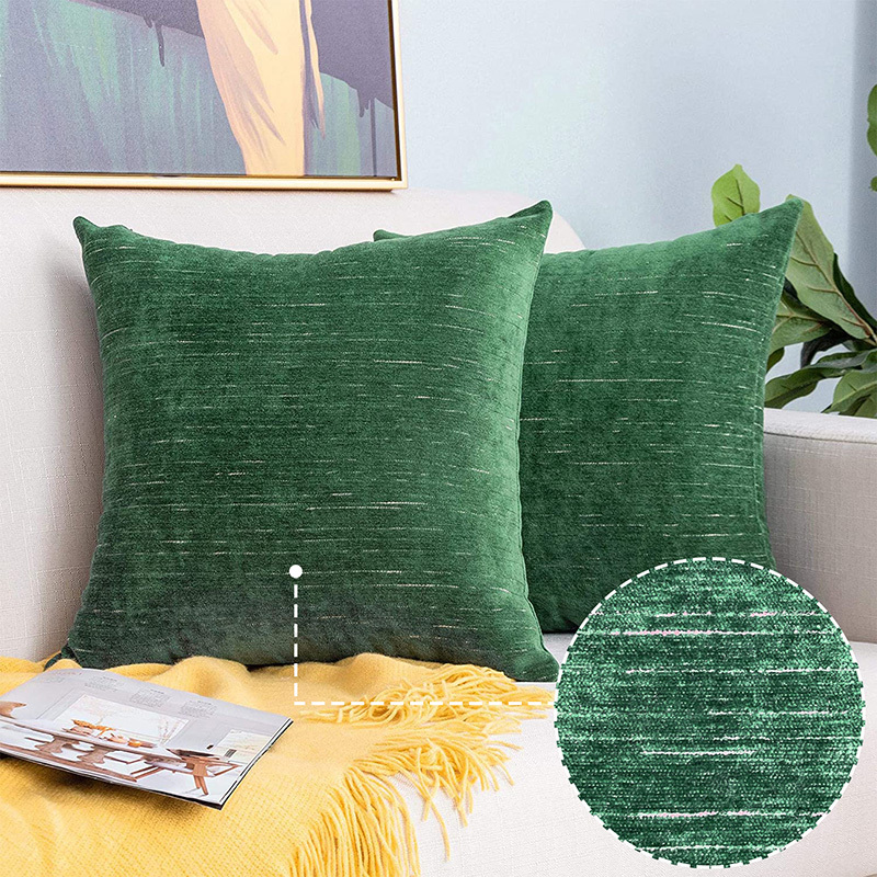 Couch Pillow Covers 18x18 Set of 4, Emerald Green and Gold Home