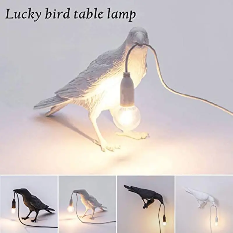 1pc the gothic crow lamp cute black raven desk light with usb line unique resi crow for table decor goth decor black decor bird decor art decor home decor living room bedroom details 5
