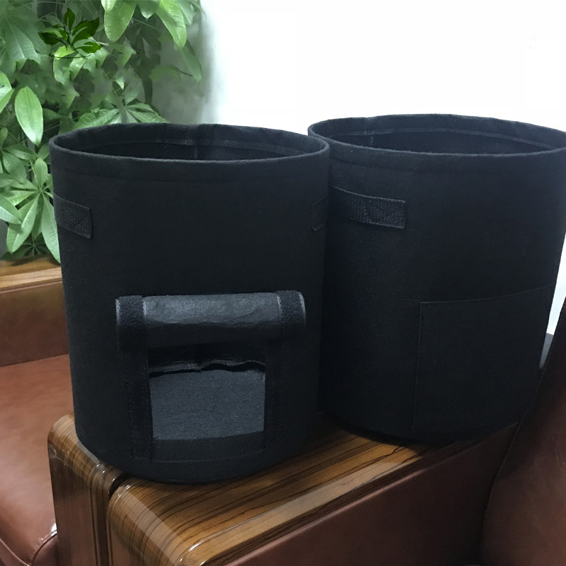 10 Gal. Grey and Black Potato Grow Bags with Flap Lid, with