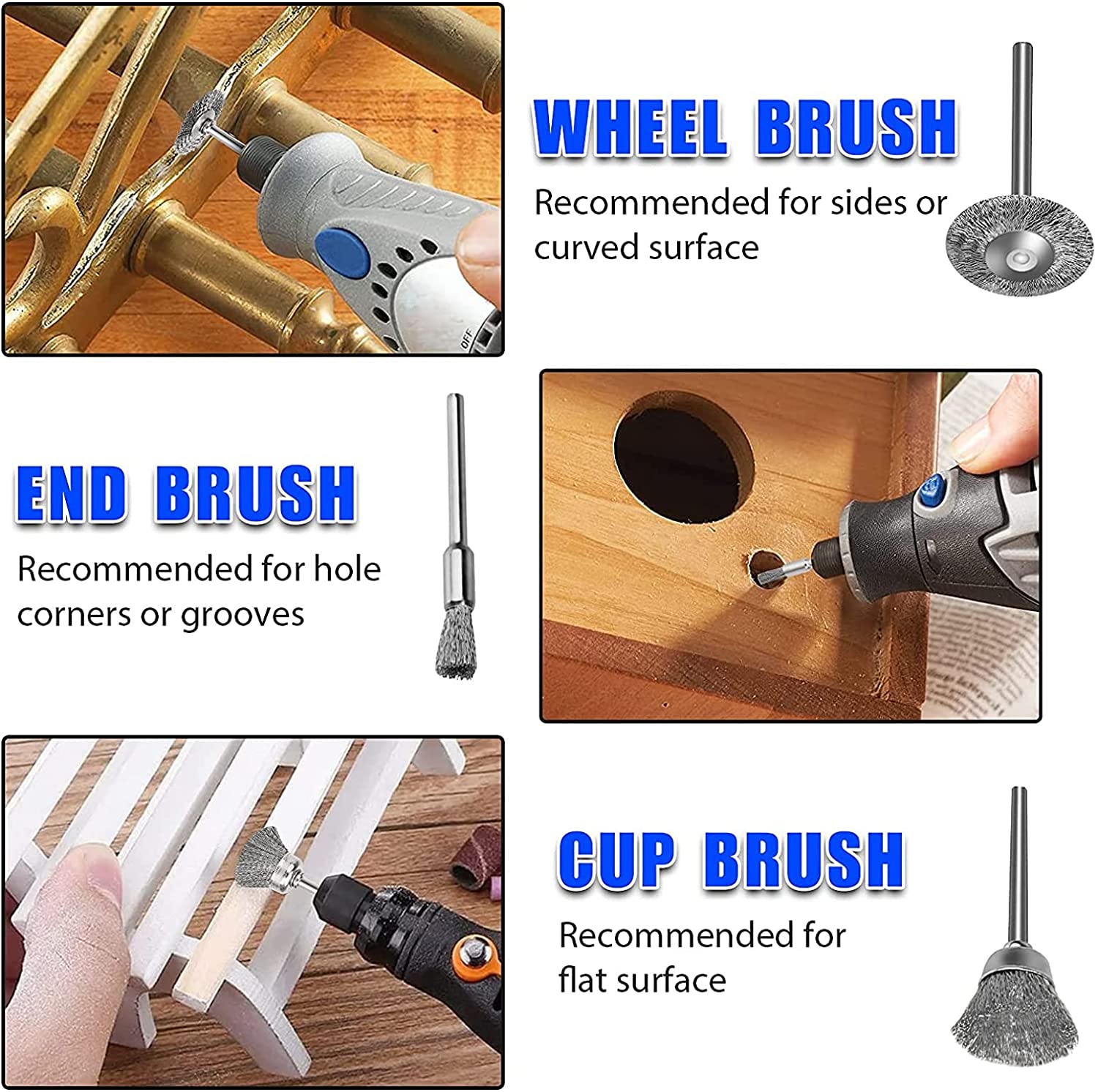 22Pcs Wire Wheel Brush Set, Die Grinder Wire Brush For Drill, 1/4