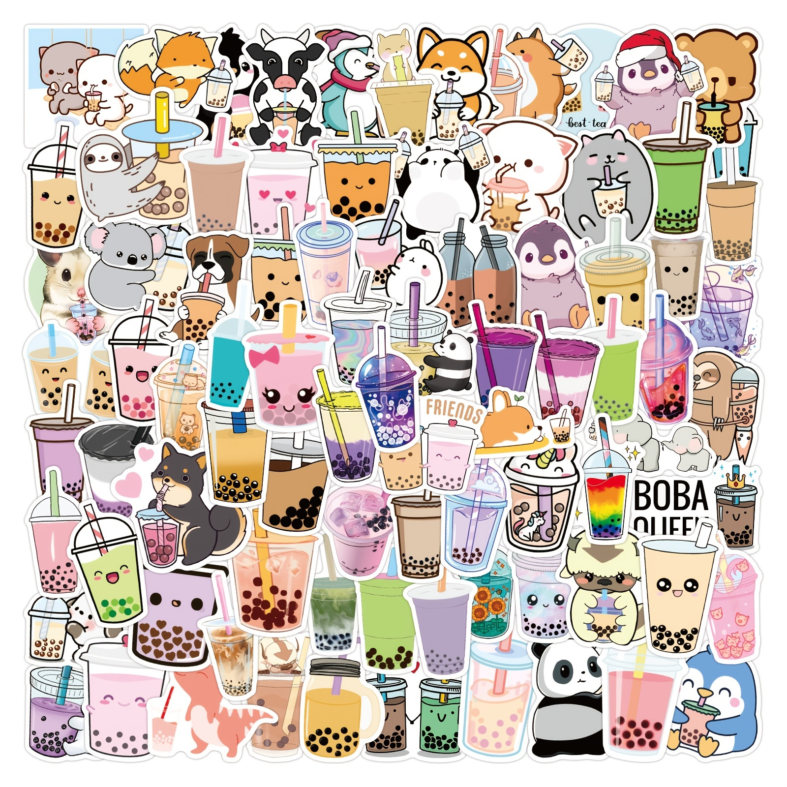 50pcs Boba Tea Stickers Bubble Tea Pearl Milk Tea Stickers, Vinyl Waterproof  Stickers for Laptop,Bumper,Water Bottles,Computer,Phone,Hard hat,Car  Stickers and Decals,Adults Kids Teens for Stickers