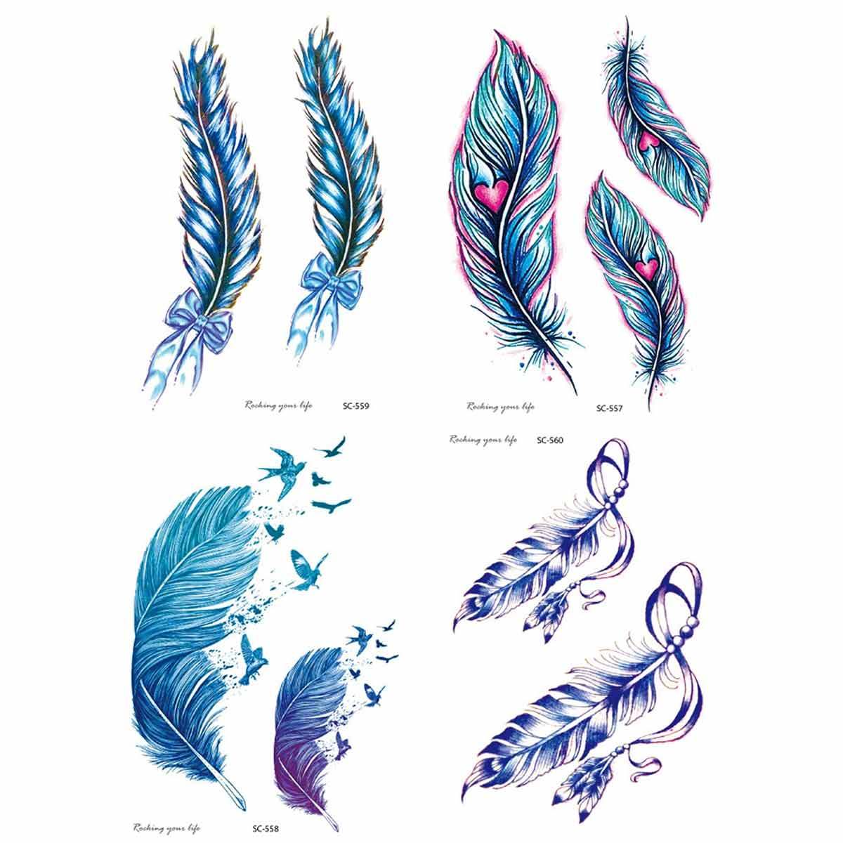 Lovely Peacock Feather Waterproof Temporary Tattoo Sticker - Temu