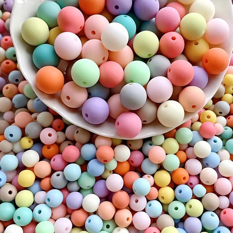 

240pcs Mix Colors Acrylic Frosted Round Beads For Necklace And Bracelet Making, Crafting Supplies