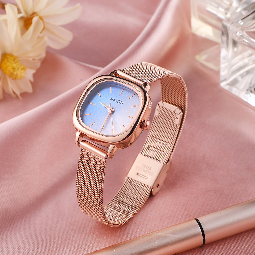Fashion Ladies Quartz Watch Simple Ipg Alloy Gradient Color Temu