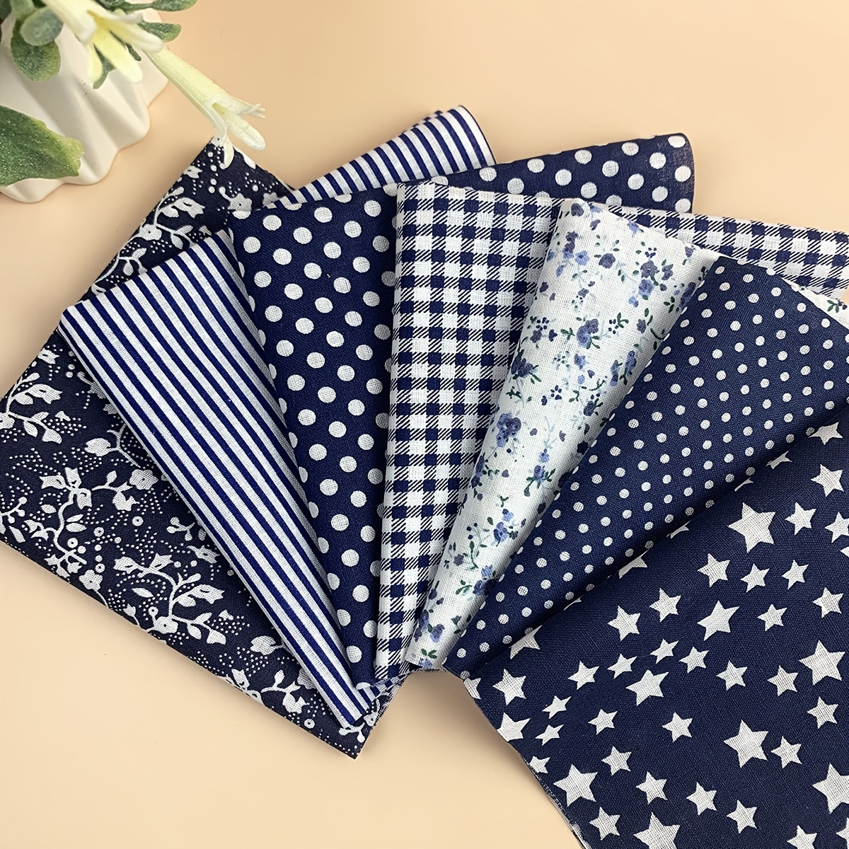 

7pcs/pack Navy Blue Cotton Cloth Set Diy Cloth Head