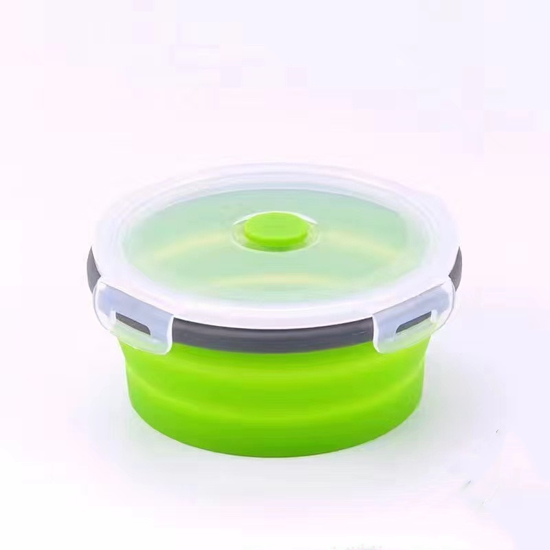 Silicone Folding Tableware Collapsible Portable Lunch Box Microwave Oven  Bowl Round Folding Eco-Friendly Food Storage Container