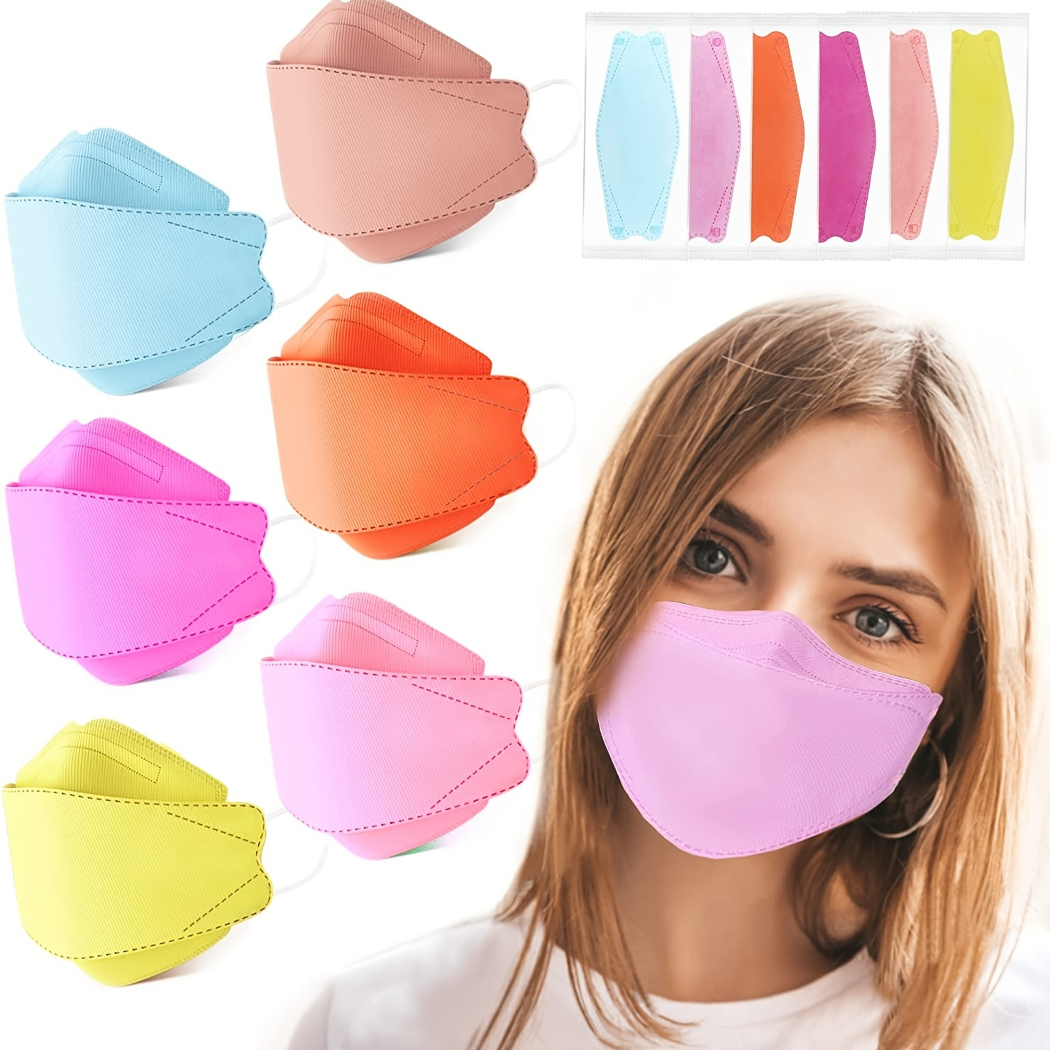 60pcs Disposable Face Mask Disposable Individually Packaged Masks Fish